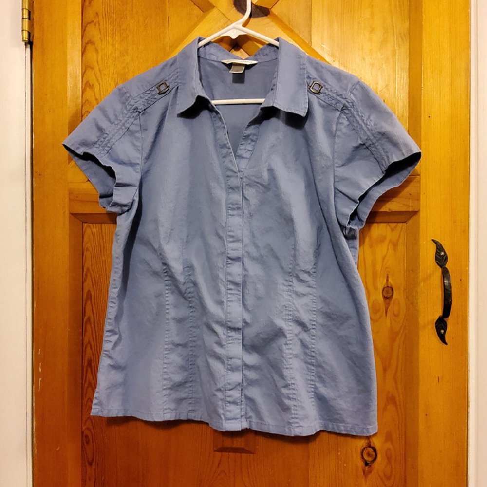 Christopher & Banks Short Sleeve Blue Button Shirt